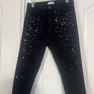 LOFT Black and White Splatter Skinny Jeans
